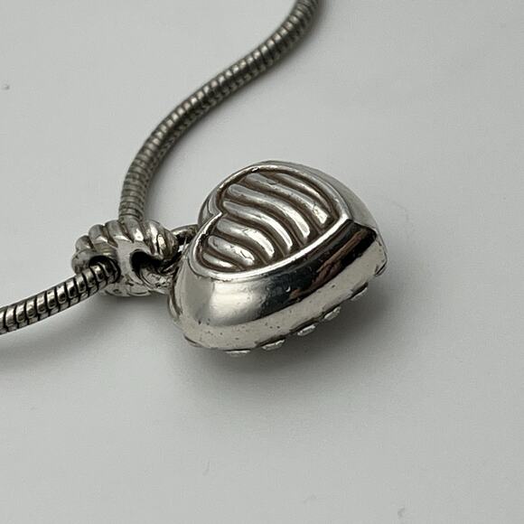 Brighton Sacred Heart Reversible Pendant Necklace in Silver Tone Crystals Puffy - Picture 4 of 11